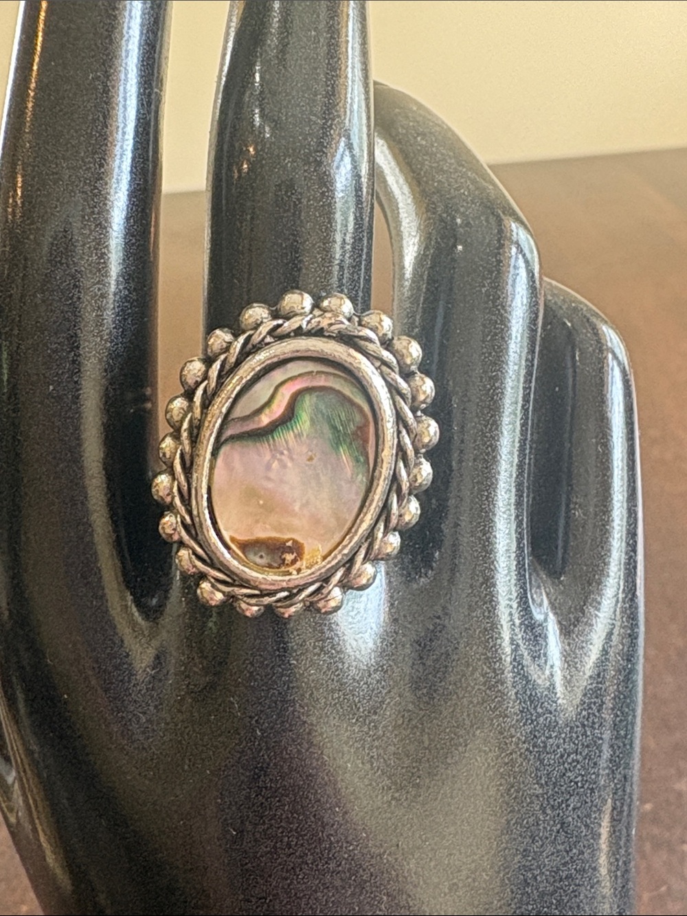 Vintage Abalone Shell Oval Ring